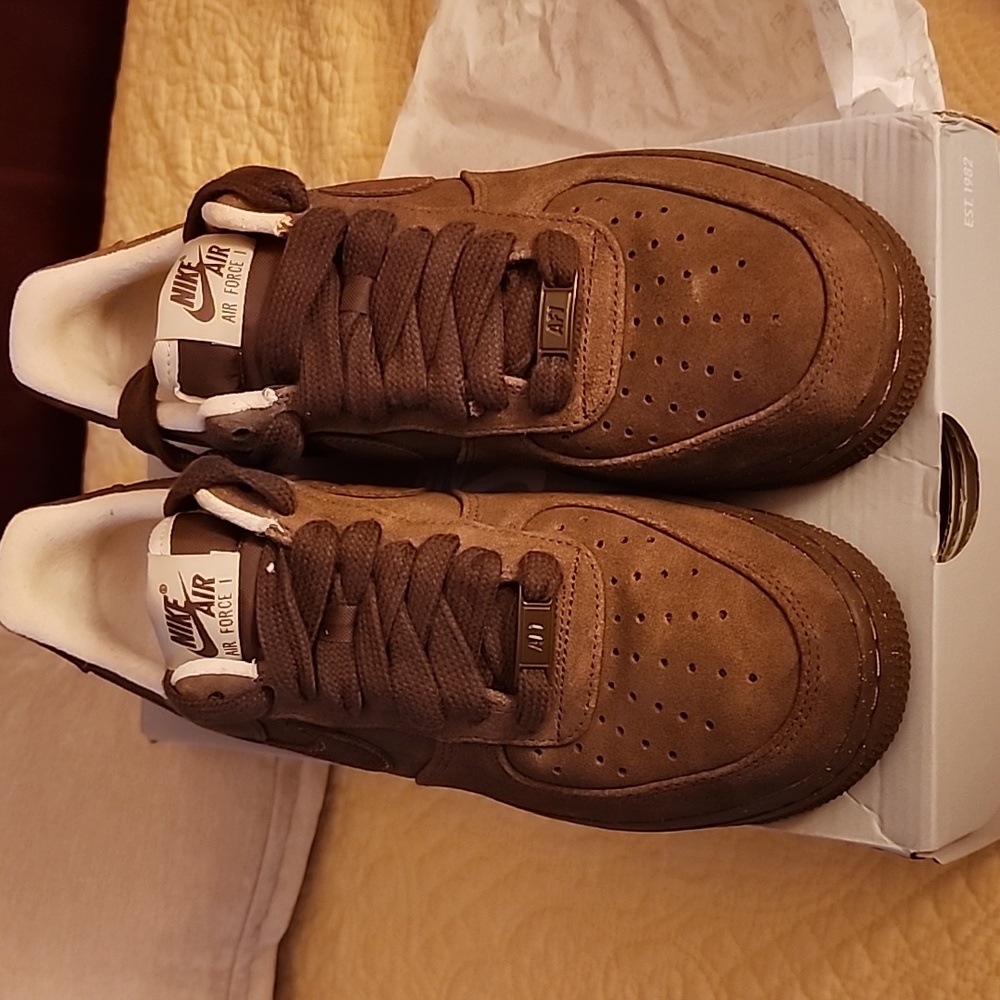 Womens Nike Chocolate Brown Suede Air Force 1 sneakers